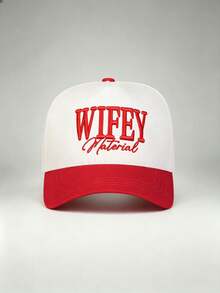 1pc Men Hat WIFEY Materiae Embroidered Two Tone Baseball Cap Adjustable Design Perfect For Parties, Hiking, Travel, And Sun Protection - Multicolor - View 4