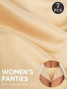 MEIYATING 7pcs Women's Low Waist Lace Trim Lightweight Comfortable Triangle Panties - Multicolor - View 6