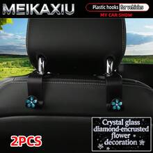 MEIKAXIU 2pcs Universal Car Seat Headrest Hooks, Rhinestone Crystal Flower Blingbling Decor For Women, Suitable For Car Rear Seat Storage Organizer, Can Hang Handbags, Wallets, Clothes, Coats, Etc. - Rhinestone Crystal Glass Flower Style - View 17
