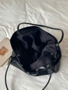 New Fashionable Large-Capacity Women's PU Tote Bag With Stud Accents-Casual, Versatile, Shoulder Commuter Bag And Handbag - Black - View 9