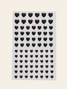 1pc Black Heart Dark Makeup Decorative Sticker, Black Round Rhinestone Face Gem, Suitable For Halloween Party, Haunted House, Comic-Con Cosplay, Disco Stage, Under Eye & Cheek Embellishment For Sweet-Gothic Ghostly Makeup, Niche Gothic Style Atmosphere Creative Makeup Face Sticker For Halloween - Black - View 5