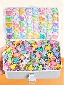 40/20/10pcs Autumn Girls Multi-Color Floral Rabbit Star Heart Ribbed Hair Ties, Simple Basic Hair Accessories, Non-Damaging Hair Ties For Daily Use - Multicolor - View 1