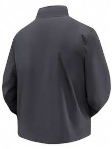 Men's Autumn Minimalist Thin Fashion Casual Raglan Sleeve Solid Color Stand Collar Jacket - Grey - View 3