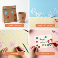 12PCS Geometric Stencils Set, Reusable Drawing Templates With Circle Square Heart Star Shapes, DIY Painting Craft Tools, Art Supplies For Kids Classroom Projects - Multicolor - View 3