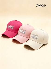 1/3件中性印花「FOCUS」棒球帽，可調節遮陽帽，透氣卡車帽，適合運動/日常/街頭風/旅行/夏季 - 彩色 - 查看 23