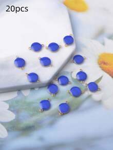20pcs Copper Double-Sided Oil-Drip Small Round 8mm Double-Hole Jewelry Connectors Pendant Colorful Bracelet Earring Necklace Bracelet Bag Mini Round Charm Women Jewelry Accessories - Clxl214 - View 15