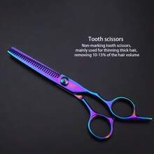 Gradient Stainless Steel Hair Cutting Scissors Set, Professional Barber Shears With Thinning Scissors, Precision Hairdressing Tools For Salon, Hairstylist And Home Hair Styling For Women And Men - Gradient Purple - View 4