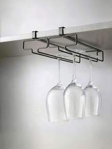 1/2/3pcs Cabinet Mounted Wine Glass Rack, Tall Glass Storage Rack, Kitchen Hanging Metal Glass Cup Holder, Space-Saving, Easy Installation, Anti-Slip, No-Drill Glass Cup Storage Rack, Suitable For Kitchen, Bar, Cafe - Multicolor - View 5