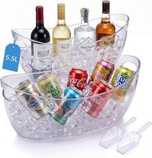 INNOVATIVE LIFE 2pcs Clear Acrylic Boat-Shaped Ice Bucket With Ice Scoop - Thickened Shatterproof Suitable For Wine, Beer, Champagne, Parties, Camping, Outdoor, Plastic Beverage Tub For Gatherings - View 10