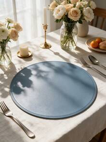 4pcs, Solid Color Round PU Leather Placemats, Table Mats, Washable Table Decor Mats, Non-Slip Durable Western Style Placemats, Odorless, Suitable For Restaurants, Cafes, Homestays, Fit For Holidays, Parties, Gatherings, Birthdays, Weddings, Dinner Parties. - Multicolor - View 24