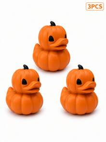 Decoração de Pato de Abóbora de Halloween, Figurinha de Pato em Formato de Abóbora Laranja Fofa, Ornamento de Mesa Assustador de Outono, Adequado para Casa, Lareira, Estante, Escritório, Festa de Halloween e Decoração de Outono - Pato de Abóbora - Visão 11