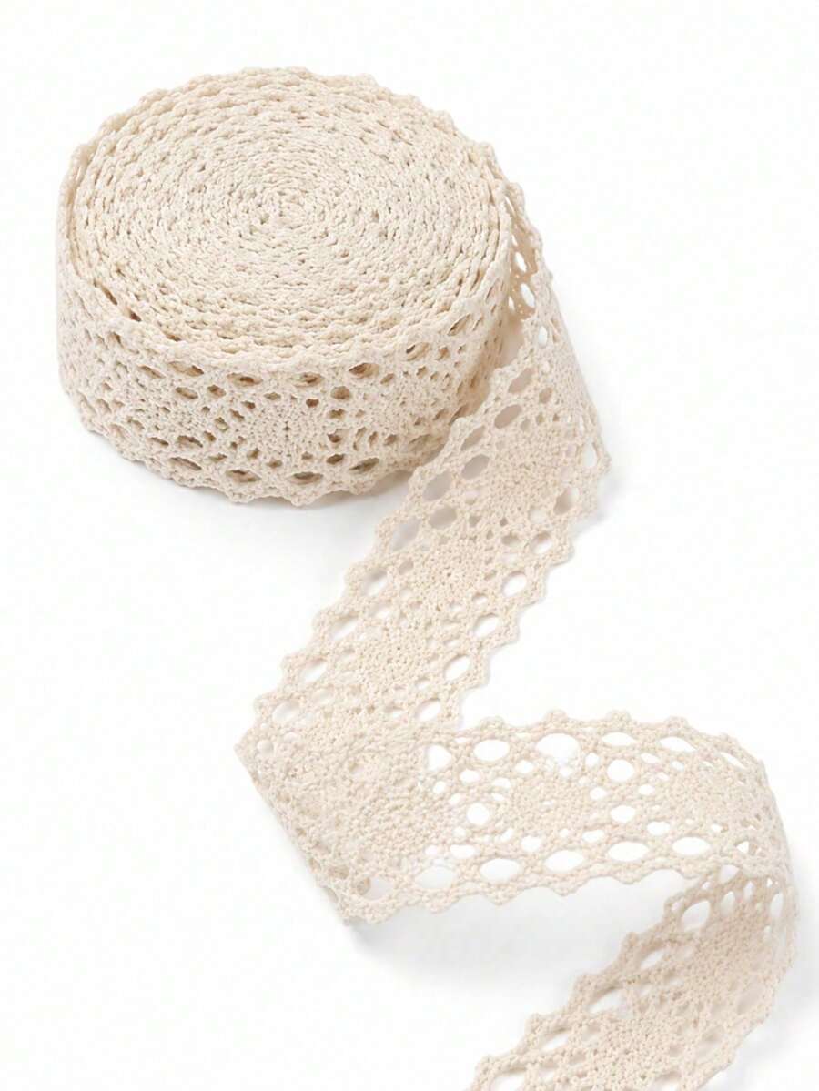1pc 5.5 Inch Hollow Lace Trim Bow Ribbon, DIY Decorative Tape, Suitable For Flower Box, Hair Accessory, Fabric, Lingerie Sewing Accessories, Multi-Functional Hollow Lace Craft Tape, Suitable For Sewing Handmade Projects - A - View 1