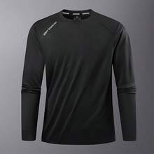 Kaos Olahraga Pria, Atasan Lari dan Latihan Kebugaran Warna Hitam - Hitam - View 2
