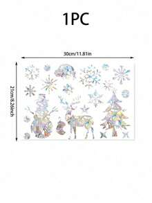 Christmas-Themed Iridescent Static-Cling Window Decal (Reusable); Suitable For Christmas Party Decor, Glass Decorations, Party Favors, Floor-To-Ceiling Window Styling, And Home Decoration To Create A Festive Atmosphere. - Multicolor - View 9