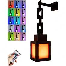 Pixel Lantern Night Light, 16-Color LED Wall-Mounted Ambient Light, With Remote Control, Rechargeable, Desktop Mountable, Cosplay Bedroom Decor Light - Multicolor - View 6