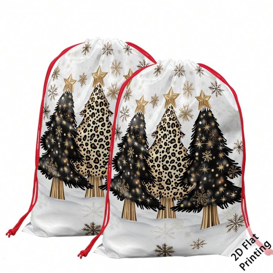 2pcs Christmas Theme Oversized Gift Bags, Christmas Tree Snowflake Gift Box Pattern Print, Can Be Used As Christmas Gift Bags, Decorative Props Yard Storage Bags, Create Christmas Atmosphere, Perfect For Holiday Gift Bags, Wedding Packaging, Birthday Party Gift Bags, Etc. - Multicolor - View 1