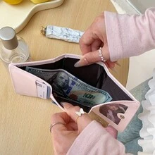 甜美蝴蝶結刺繡錢包，小號三折包附蝴蝶結吊飾，含照片證件夾與多個卡槽 - 彩色 - 查看 9