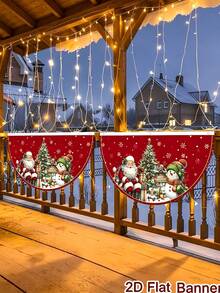2pcs/1pc Christmas Themed Fan-Shaped Small Flag Decorations, Suitable For Christmas Party, Christmas Tree Decoration, Theme Party, Thanksgiving, New Year, Christmas Party Favors, Holiday Party And Holiday Scene Decoration - One Size Fits All - View 6