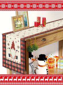 1pc Christmas Gnome Snowflake Design Christmas Decoration Table Runner Tablecloth Long Strip Table Cloth Faux Linen Polyester Material Gift Protective Cover Rectangular Washable Suitable For Home Dinner Coffee Table Kitchen Dining Room Decor Party Scene Decoration Home Decor Outdoor Patio Table Runner Entryway Fireplace Mantle Decor - Multicolor - View 6