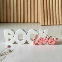 Book Decor, Modern Minimalist Bookshelf Accessory, Plastic Letter Sculpture Decoration, Suitable For Home Office Desk, Cute Gift For Book Lovers, Suitable For Bookworms, Librarians And Teachers (Black/Pink/Red), Enhances Home Aesthetics - Multiple Styles - View 15