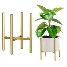 Modern Gold Metal Plant Stand, Adjustable Width, Indoor Plant Riser, Sturdy Flower Pot Holder, Living Room Corner Decor - Multicolor - View 1