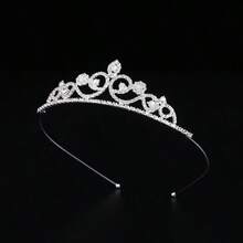 1pc Minimalist Fashion Girl Princess Crown Birthday Gift Party Hair Accessory - Silver - View 3