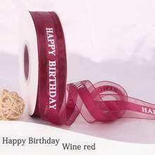 Happy Birthday Chiffon Ribbon ~ Bow Ribbon Packaging For Bouquet, Clothing, Cake, Gift Box - Multicolor - View 15
