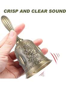 1pc Vintage Metal Hand Bell Suitable For Elderly - Bedside, Wedding Party, Bar, Church, Hotel, Christmas, Wedding Service, Reception, Dinner, Library, Bar And Other Occasions, Suitable As Meditation Gift For Bedridden Elderly - Style a - View 3