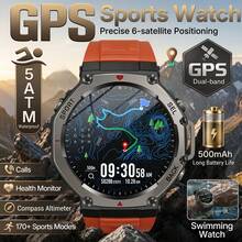 KENPANG Jam Tangan Olahraga Luar Ruangan Pria Hardcore GPS, Jam Tangan Renang Tahan Air 5ATM, Layar AMOLED HD 1,43 Inci, Pemosisian GPS Akurat Terintegrasi, 170+ Mode Olahraga Profesional, Kompas, Altimeter, Barometer, Pelacakan Aktivitas GPS, Panggilan HD Real-Time, Notifikasi Pesan Aplikasi Sosial, Baterai 500mAh, Casing Paduan Tahan Guncangan, Pelacak Kebugaran Pria, Kompatibel dengan iOS dan Android - View 2