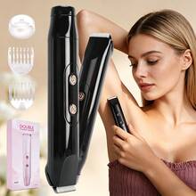 2-In-1 Dual-Head Women's Electric Shaver, USB Rechargeable, Waterproof, Portable Body Hair Trimmer For Bikini Area, Underarms And Legs - Black - View 8