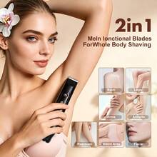 2-In-1 Dual-Head Women's Electric Shaver, USB Rechargeable, Waterproof, Portable Body Hair Trimmer For Bikini Area, Underarms And Legs - Black - View 7