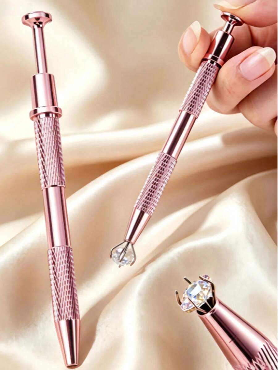 Professional Diamond Grip Picking Tool With 4-Claw Ball Claw, Body Piercing Tool, Tattoo Accessory, Stainless Steel Pearl Grabber, Jewelry Making Tool, 1pc/Pack, 4-Claw Rhinestone Grabber, Crystal Pointed Tip Tweezers