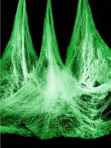 100g Halloween Glow-In-The-Dark Spider Web, Indoor/Outdoor Stretchable Spider Web Halloween Decoration, Glow-In-The-Dark Realistic White Elastic Spider Web, Halloween Decorative Spider Web, Create Thrilling Atmosphere For Home And Party Scenes, Suitable For Indoor And Outdoor Use - White - View 1