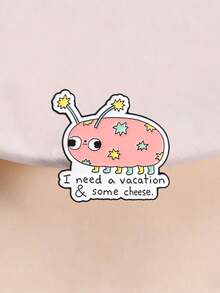Cute Pink Star Bug Funny Quote Enamel Pin Whimsical Vacation Cheese Meme Lapel Badge Metal Brooch For Backpack Jacket Quirky Accessory Gift - Pink - View 1