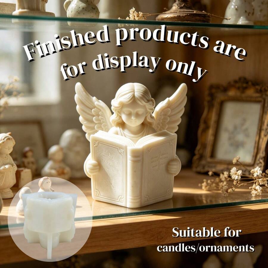 Reading Angel Figurine Silicone Mold, Reusable Silicone Mold Suitable For Resin, Plaster, Clay And Wax, Ideal For DIY Aromatherapy Candles, Figurines, Handicrafts, Etc., Easy To Demold. Asymmetrical Shaped Craft Mold Suitable For Holiday And Home Decor Making.