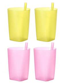 4pcs/Set Customized Plastic Water Cups With Built-In Straws, 12.17oz Portable Drinking Cups, Random Colors, Personalized Tumblers For Parties And Family Gatherings - Multicolor - View 31