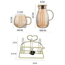 Heat Resistant Cold Water Pitcher Set, Glass Water Carafe, Cold Brew Pot, Tea Infuser Pot, Clear Glass Water Jug With Lid & Handle Comes With 6 Drinking Cups, Household Tabletop Drinkware Set For Daily Family Use - Multicolor - View 18
