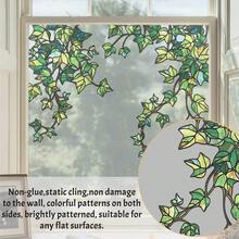 1 Set Painted Glass Ivy Window Sticker, Double-Sided Printed Evergreen Green Leaf Plant Decor, Glue-Free Static Cling Reusable PVC Sticker, Suitable For Kitchen Sink, Bathroom Mirror, Home Office Window, Bedroom, Balcony Anti-Collision Glass Door, Apartment Tenant Elegant Aesthetic Art Decoration - one-size - View 5