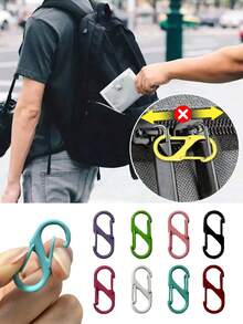 Backpack Zipper Lock Set Dual S-Type Double Opening Carabiner Clip For Women Cruise Camping Beach Holiday Back To School Travel Essentials Accessories - Multicolor - View 2