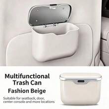 Tempat Sampah Mobil Multifungsi dengan Tombol Tutup, Penyimpanan Gantung, Penggunaan Kering dan Basah, Aksesori Interior Mobil, Kotak Penyimpanan - Satu ukuran cocok untuk semua - View 7