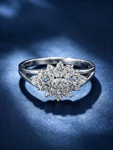 1pc Sparkling Glamorous Floral Cluster Full Zirconia Inlaid Ring For Women, Party Gathering Date Street Vacation Eye-Catching Accessory - Ring - View 24