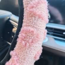 1pc Heart-Shaped Plush Steering Wheel Cover Without Inner Ring, Car Accessory Suitable For 14.5-15 Inch Steering Wheel, Car Decoration Item, All-Season Use - A - View 7