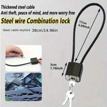 1pc Soft Steel Cable Electric Bike Long Padlock, Suitable For Dorm, Warehouse, Iron Gate, Gym, Storage Cabinet, Luggage, Toolbox, Anti-Theft Drawer Lock Hardware, Rust-Proof Waterproof Padlock - Multicolor - View 7
