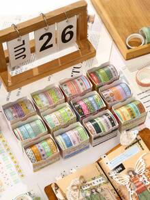 5 Rolls/Box, Various Plant Floral Patterns Creative Washi Tape, For Notebook Decoration, DIY Scrapbooking Decoration Masking Tape - Multicolor - View 3