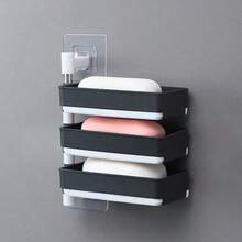 Giá đựng xà phòng xoay 2/3/4 tầng, khay đựng xà phòng thoát nước gắn tường phòng tắm, kệ lưu trữ sáng tạo không cần khoan cho gia đình - Kệ đựng xà phòng - Xem 2