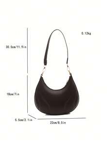 1pc Crescent-Shaped PU Leather Shoulder Bag, Fashion Minimalist Solid Color Women's Underarm Bag, All-Season Style, Minimalist Solid Color Shoulder Bag - Multicolor - View 12