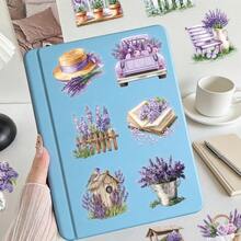 50pcs Lavender Flower Sticker Pack, Decorative For Notebook, Planner, Diary, Luggage, Cabinet, Fridge, Photo Frame, Envelope, Greeting Card Stickers Funny Stickers Kindle Scrapbook Supplies Laptop Sticker School Supplies - Black - View 11