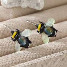 Forest Style Enamel Bee Ear Hooks For Women, Artistic Style, Small And Cute Earrings - Silver - View 2