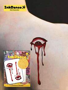 1Kit "Bleeding Eye" Revolutionary Technology Tattoos, Semi-Permanent Tattoos, Temporary Tattoos, Long Lasting, Halloween Women Tattoo, Fake Tattoos, Water-Resistant, Authentic Tattoo Look, Plant-Based CSX047 - Multicolor - View 1