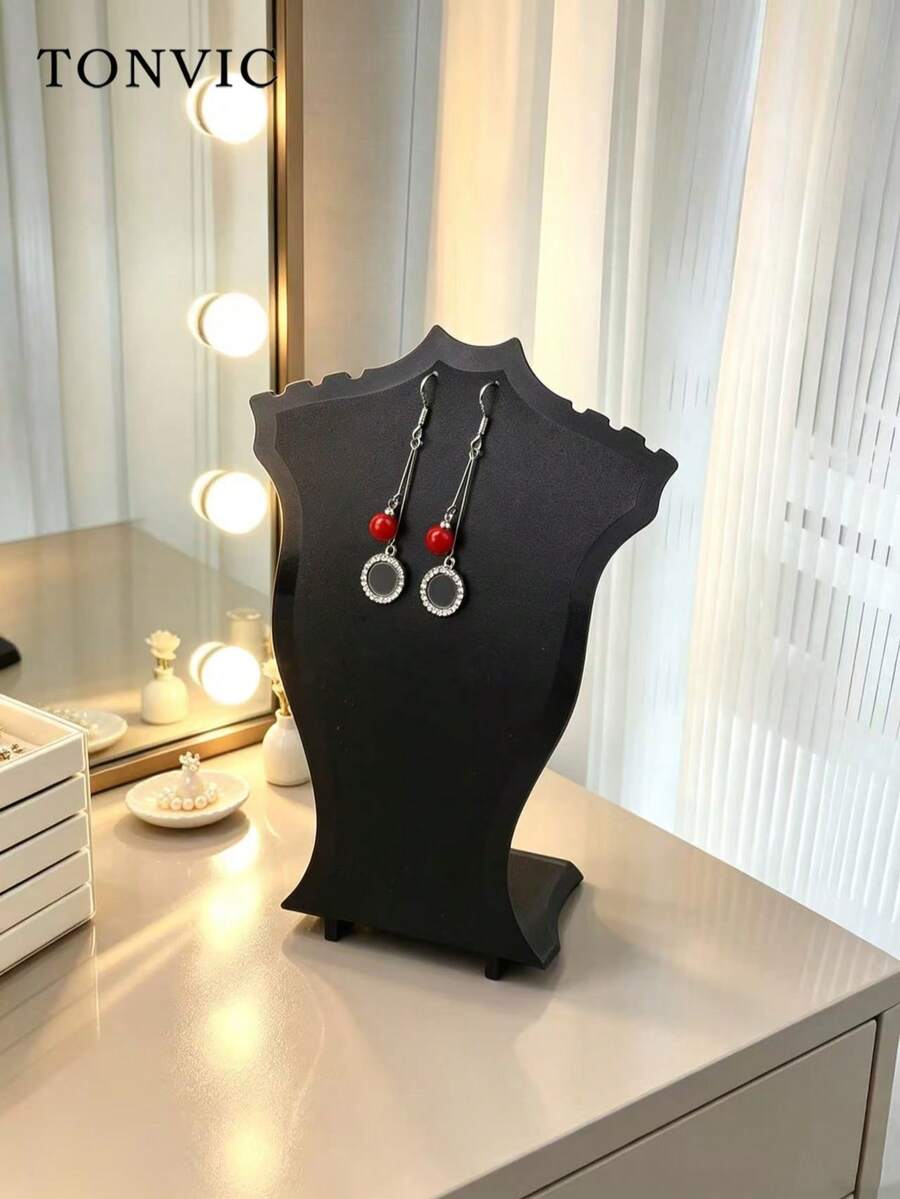 TONVIC Transparent Small Plastic Necklace Display Stand 1PC/10Pcs - Black - View 1